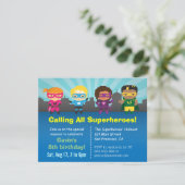 Cute Superheld Verjaardagsfeest Uitnodigingen voor (Staand voorkant)