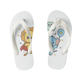 Cute Superhero Lion and Elephant Friends Cartoon Kinder Teenslippers