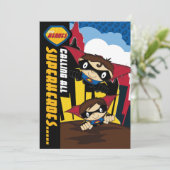 Cute Superheroes Party nodigt uit Kaart (Staand voorkant)