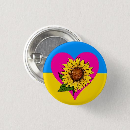 Cute Support Ukraine Sunflower Heart Button Pins (Voorkant /achterkant)