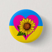 Cute Support Ukraine Sunflower Heart Button Pins (Voorkant)