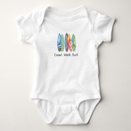 Cute Surfboard Baby Crawl Walk Surf One Piece Gift Romper (Voorkant)