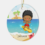 Cute Surfer Boy persoonlijke kerstmis Keramisch Ornament (Links)