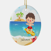 Cute Surfer Boy persoonlijke kerstmis Keramisch Ornament (Rechts)