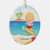 Cute Surfer Boy persoonlijke kerstmis Keramisch Ornament (Rechts)