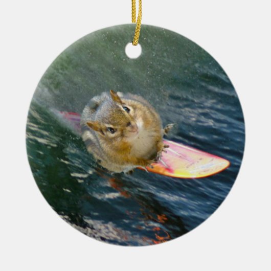Cute Surfing Chipmunk Keramisch Ornament (Voorkant)
