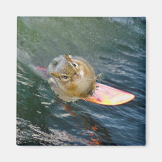 Cute Surfing Chipmunk Magneet (Voorkant)