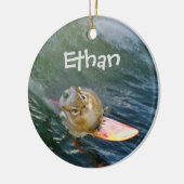 Cute Surfing Chipmunk personaliseren Keramisch Ornament (Links)
