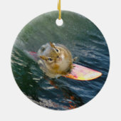 Cute Surfing Chipmunk personaliseren Keramisch Ornament (Achterkant)