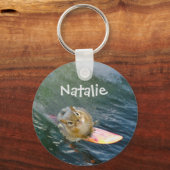 Cute Surfing Chipmunk personaliseren Sleutelhanger (Voorkant)