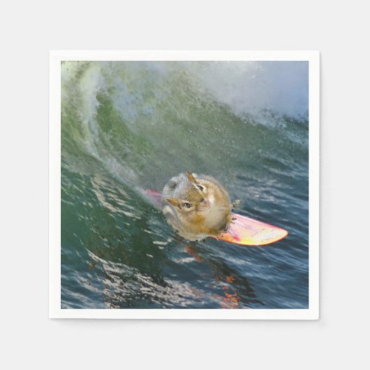 Cute Surfing Chipmunk Servetten (Voorkant)