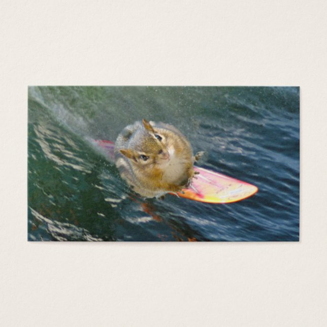 Cute Surfing Chipmunk Visitekaartje (Voorkant)