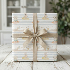 Cute Surfing Dog and Cat Wrapping Paper Cadeaupapier