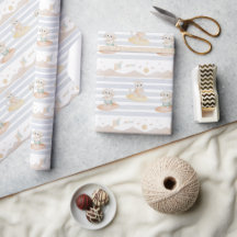 Cute Surfing Dog and Cat Wrapping Paper