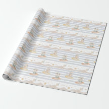 Cute Surfing Dog and Cat Wrapping Paper