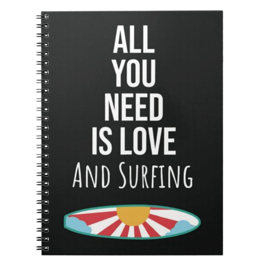 Cute Surfing Gifts Surfboard Surfer Summer Wave Notitieboek (Voorkant)