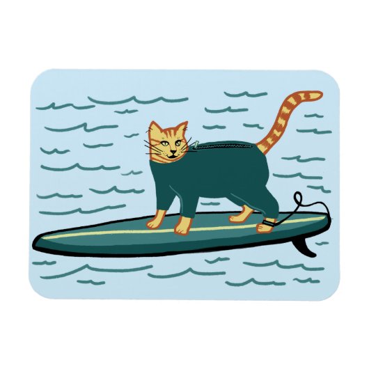 Cute Surfing Kitty Cat Magneet (Horizontaal)