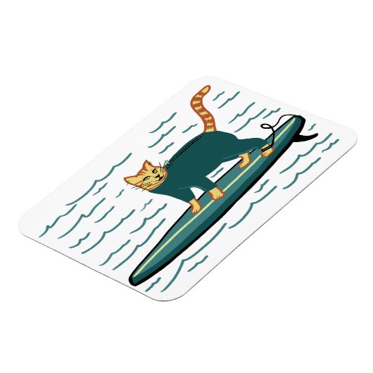 Cute Surfing Kitty Cat Magneet (Linkerzijde)