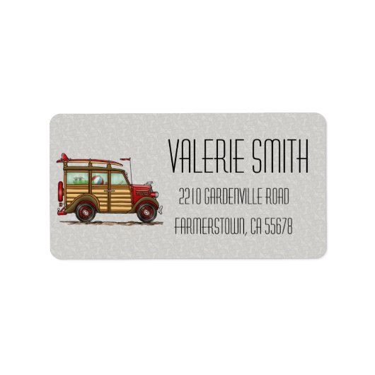 Cute Surfing Woody Etiket (Voorkant)