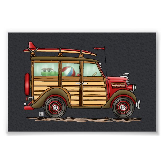 Cute Surfing Woody Foto Afdruk (Voorkant)