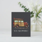 Cute Surfing Woody Kaart (Staand voorkant)