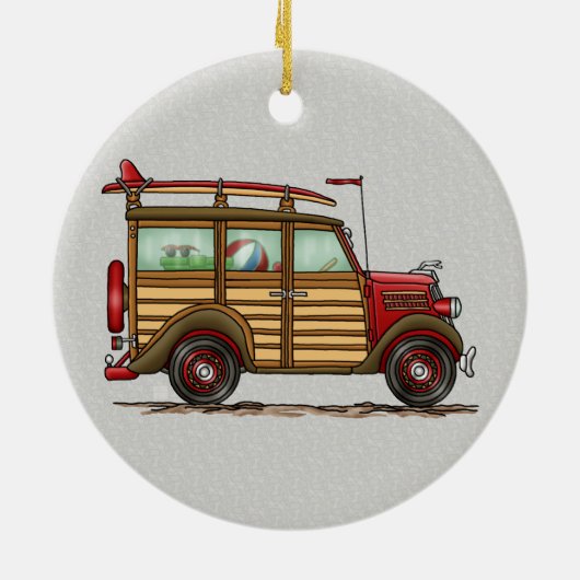Cute Surfing Woody Keramisch Ornament (Achterkant)