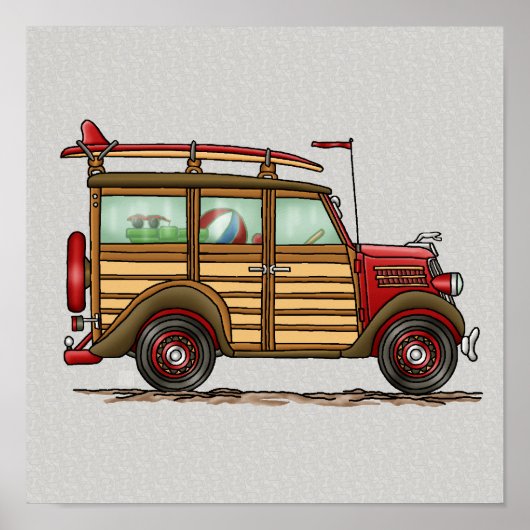 Cute Surfing Woody Poster (Voorkant)