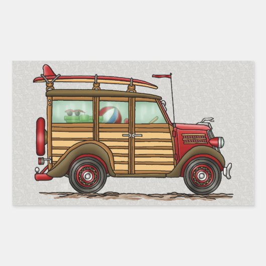 Cute Surfing Woody Rechthoekige Sticker (Voorkant)