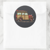 Cute Surfing Woody Ronde Sticker (Tas)