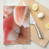 Cute Sushi Bites on Wooden Plate Theedoek (Quarter Fold)