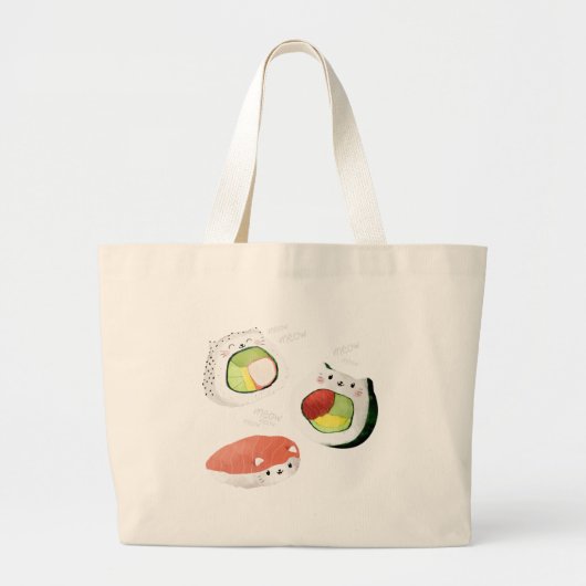 Cute Sushi Cat Grote Tote Bag (Voorkant)