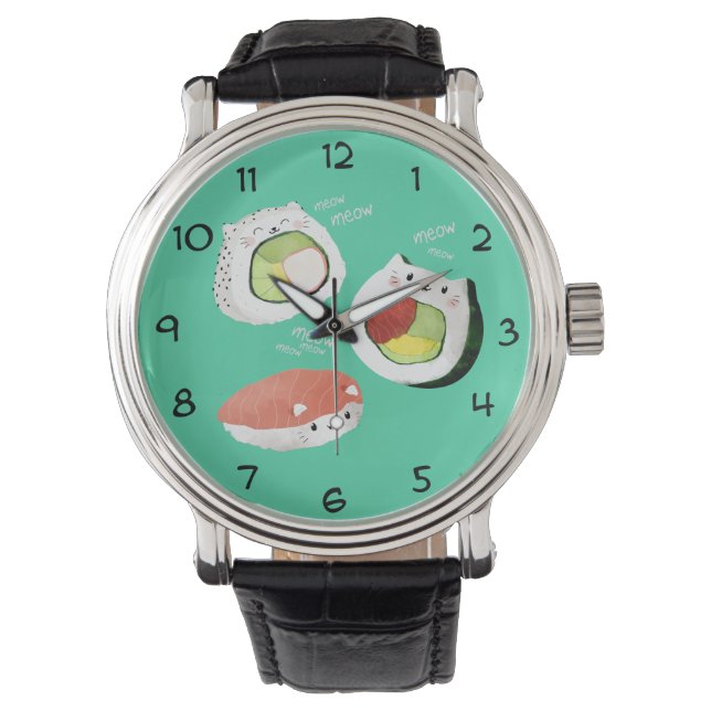 Cute Sushi Cat Horloge (Voorkant)