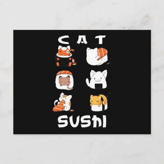 Cute Sushi Cat Japanese Food Briefkaart (Voorkant)