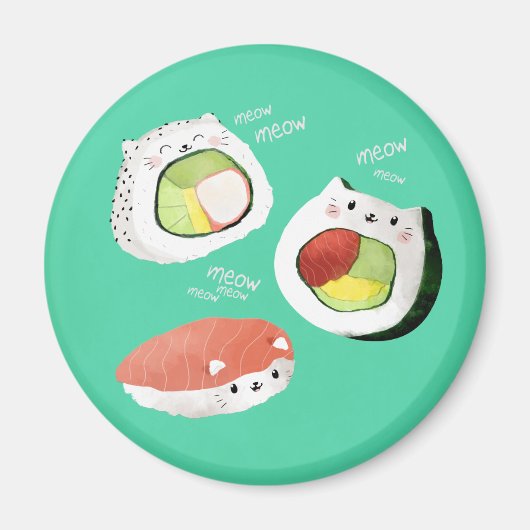 Cute Sushi Cat Magneet (Voorkant)