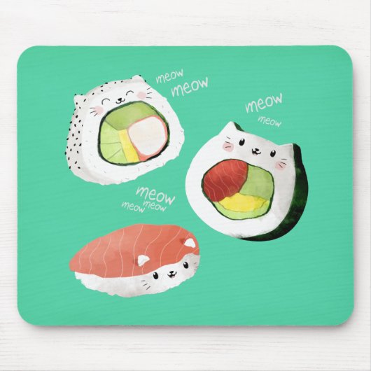 Cute Sushi Cat Muismat (Voorkant)