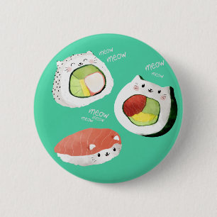 Cute Sushi Cat Ronde Button 5,7 Cm