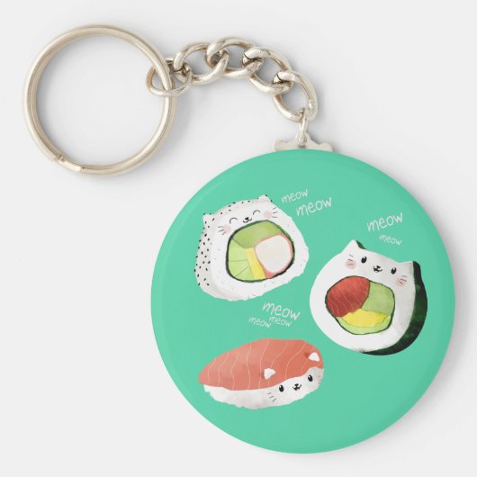 Cute Sushi Cat Sleutelhanger (Voorkant)