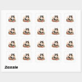 Cute Sushi Cat Vierkante Sticker (Vel)