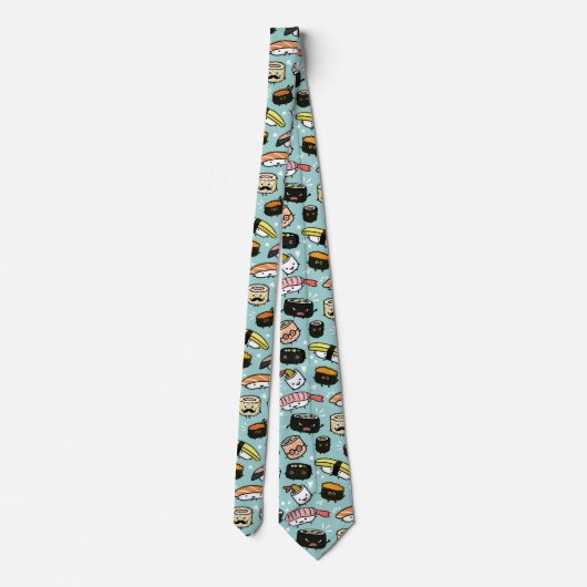 Cute Sushi Characters Fun Novelty Patterned Stropd Stropdas (Achterkant)