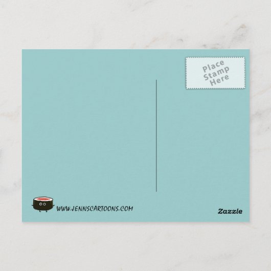 Cute Sushi Characters | Kawaii Sushi Patterned Briefkaart (Achterkant)