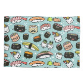 Cute Sushi Characters | Kawaii Sushi Patterned Kussensloop (Achterkant)