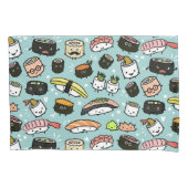 Cute Sushi Characters | Kawaii Sushi Patterned Kussensloop (Voorkant)