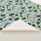 Cute Sushi Characters | Kawaii Sushi Patterned Sherpa Deken (3/4)