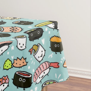 Cute Sushi Characters   Kawaii Sushi Patterned Tafelkleed