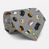 Cute Sushi Characters Pattern Funny Novelty Stropdas (Opgerold)