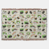 Cute Sushi Characters Pattern | Kawaii Sushi Deken (Voorkant)