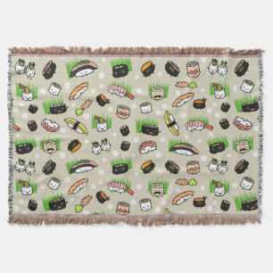 Cute Sushi Characters Pattern   Kawaii Sushi Deken