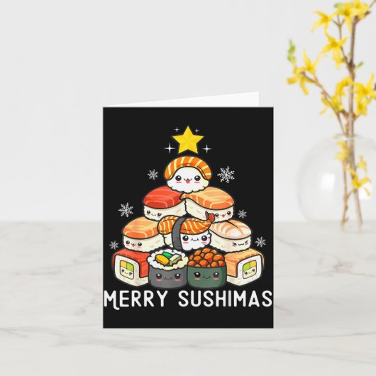 Cute Sushi Christmas Tree Fast For Food Lover Men  Kaart (Gele Bloem)