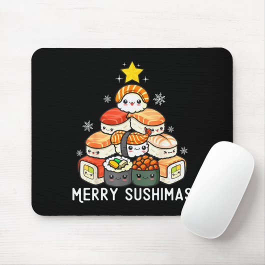 Cute Sushi Christmas Tree Fast For Food Lover Men Muismat (Met muis)