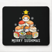 Cute Sushi Christmas Tree Fast For Food Lover Men Muismat (Voorkant)